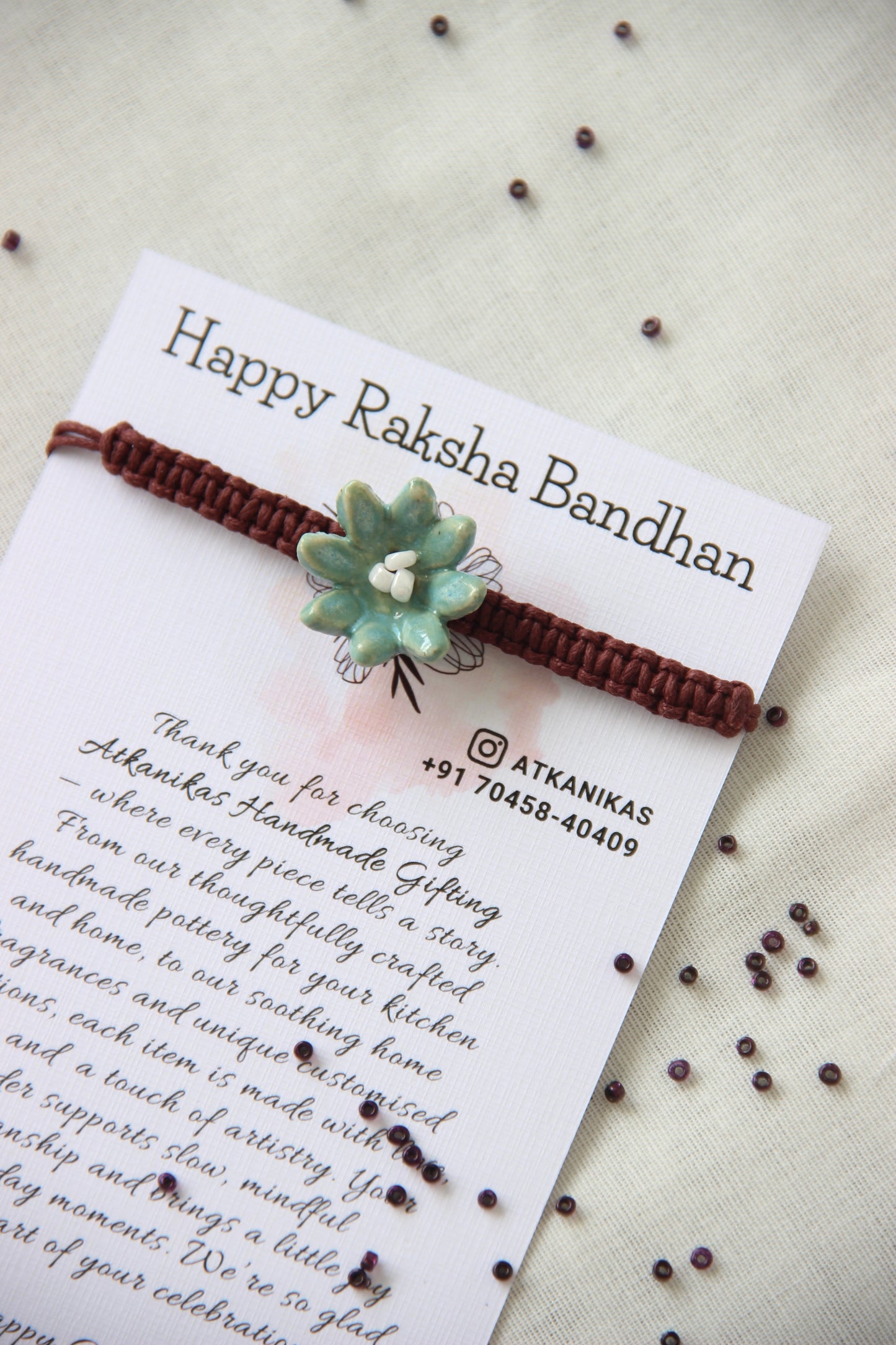 Bloom Charm Single Rakhi | Aqua Mist