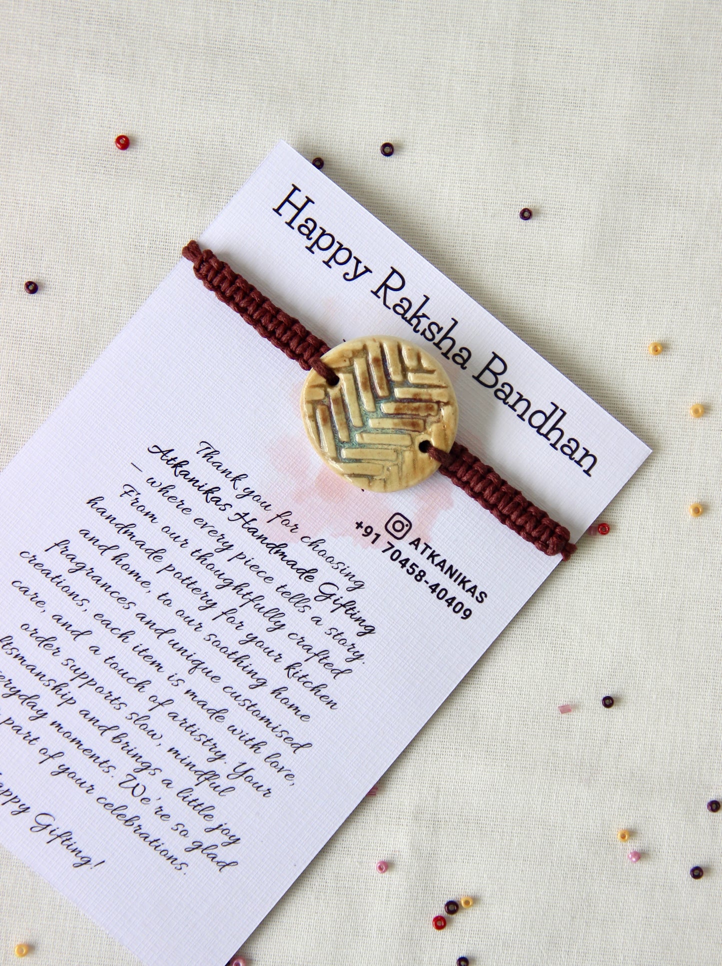 Textured Bracelet Single Rakhi | Earthy brown