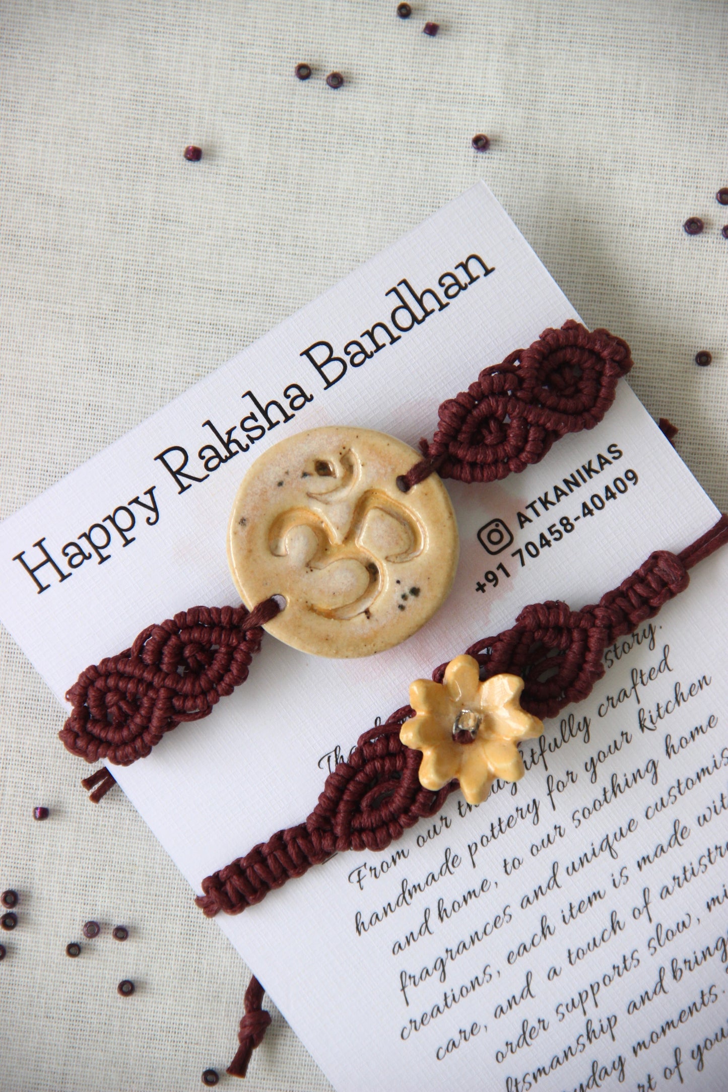 Blessing & Bloom Set - Couple Rakhi for Bhaiya & Bhabhi | Honey Oat