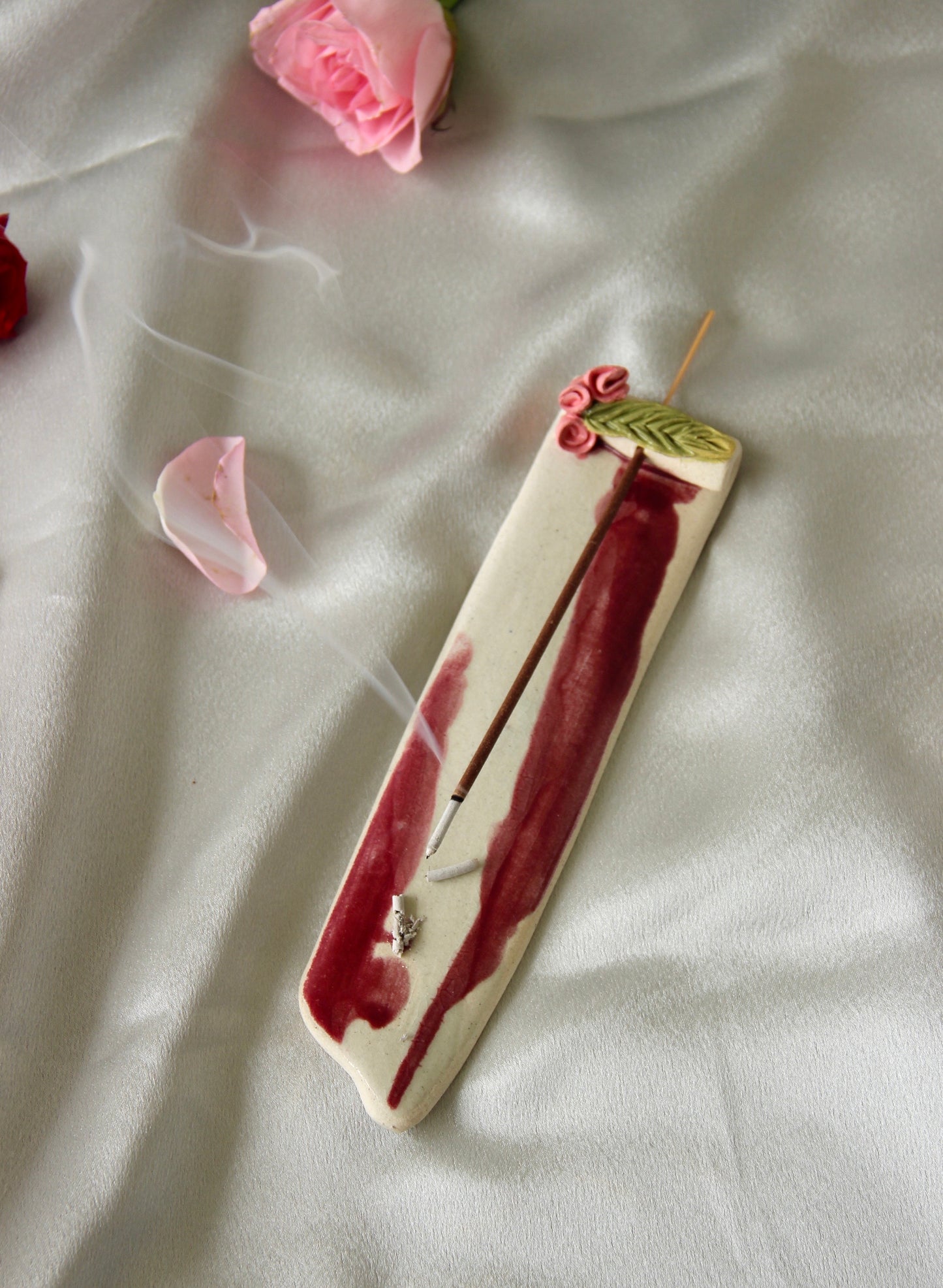 Ceramic Incense Stick Holder | Red