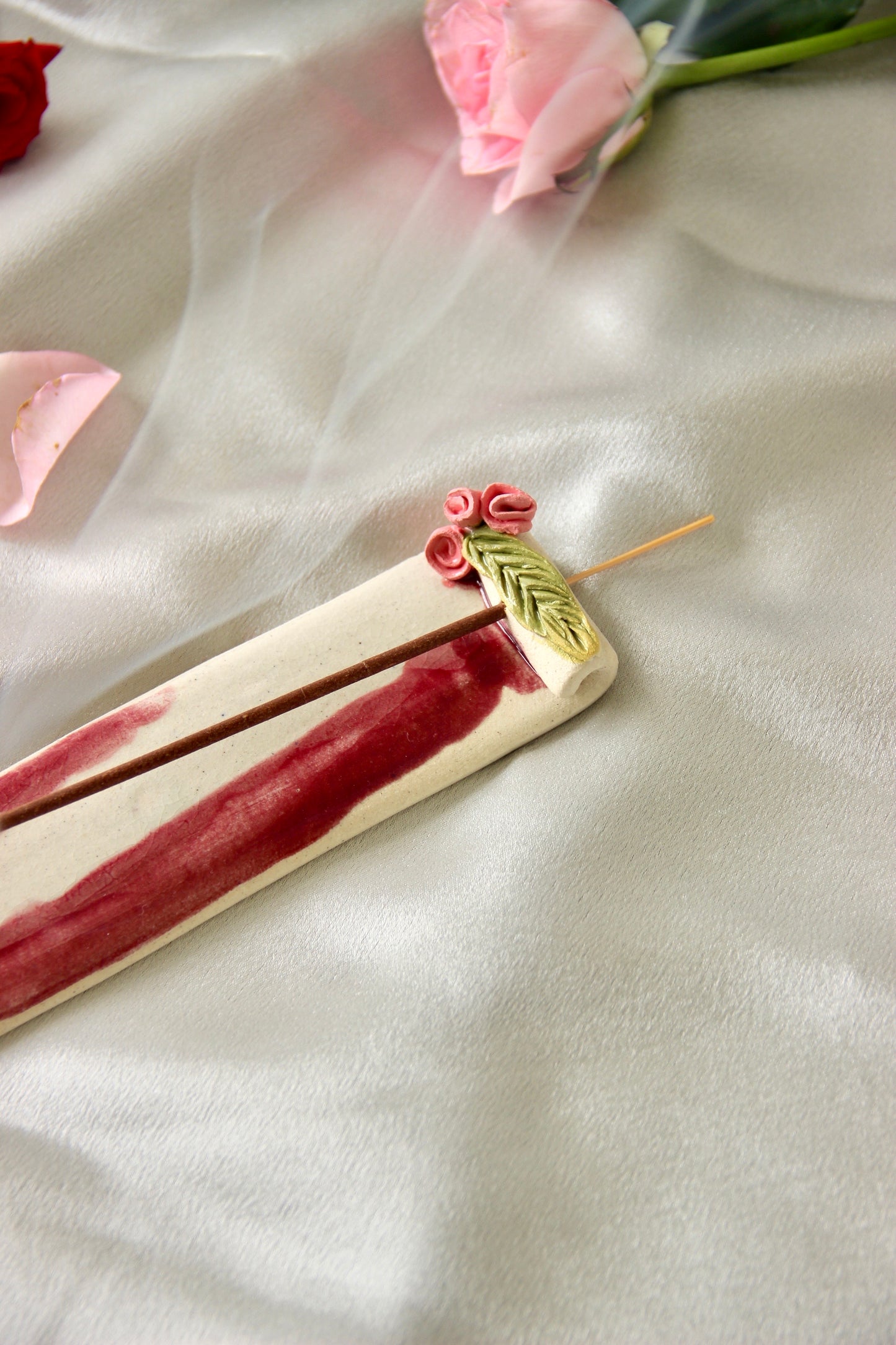 Ceramic Incense Stick Holder | Red