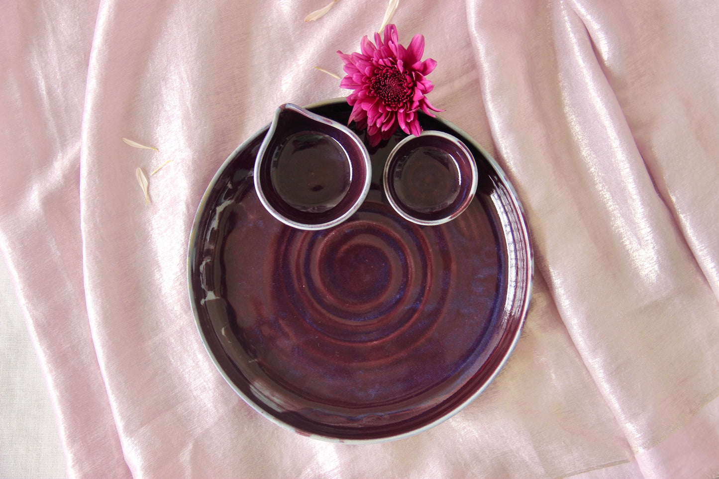Purple Pooja Ceramic Thali