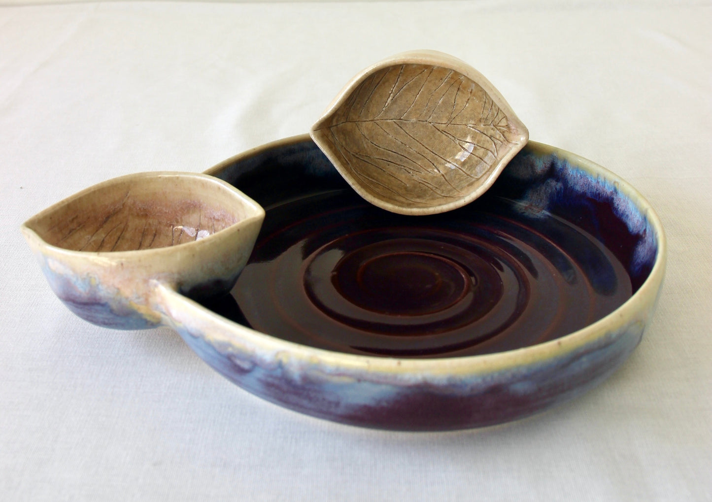 Ceramic Leaf Platter | Deep Purple