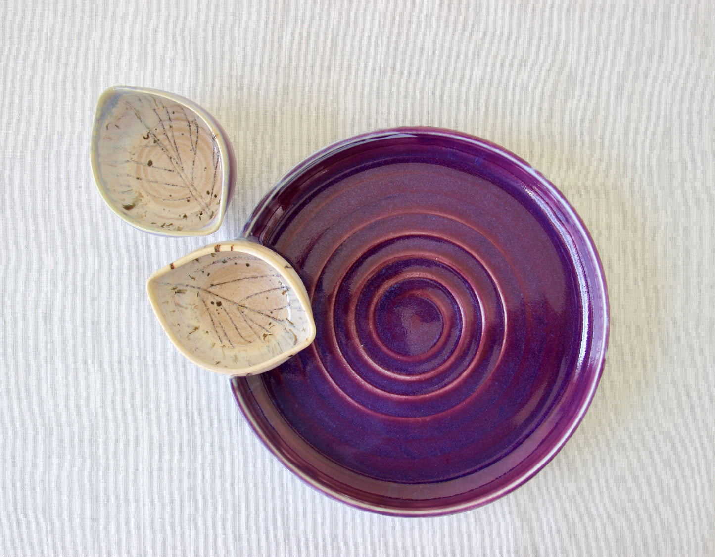Ceramic Leaf Platter | Purple