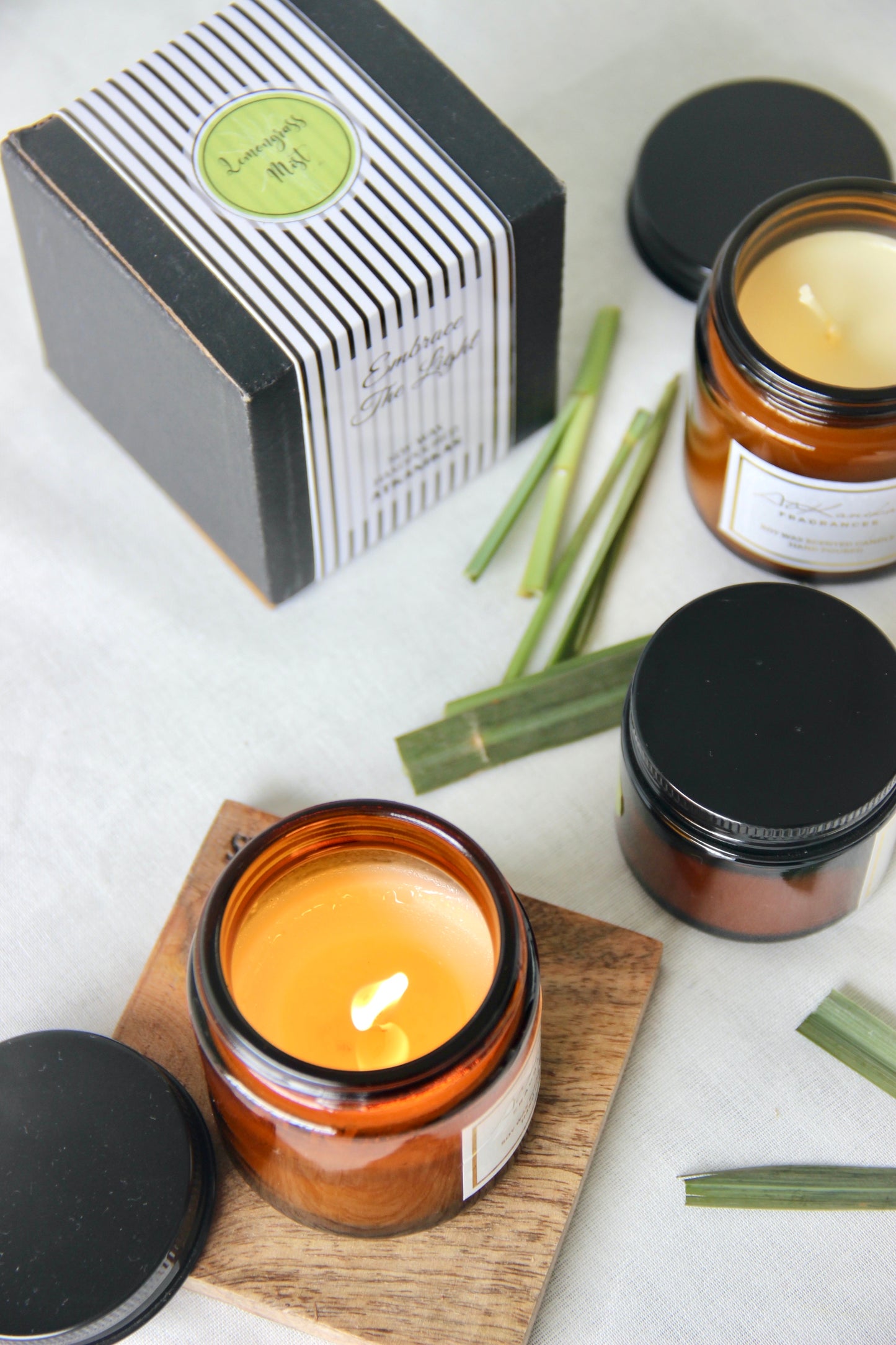 Amber Jar Candle | Lemongrass Mist