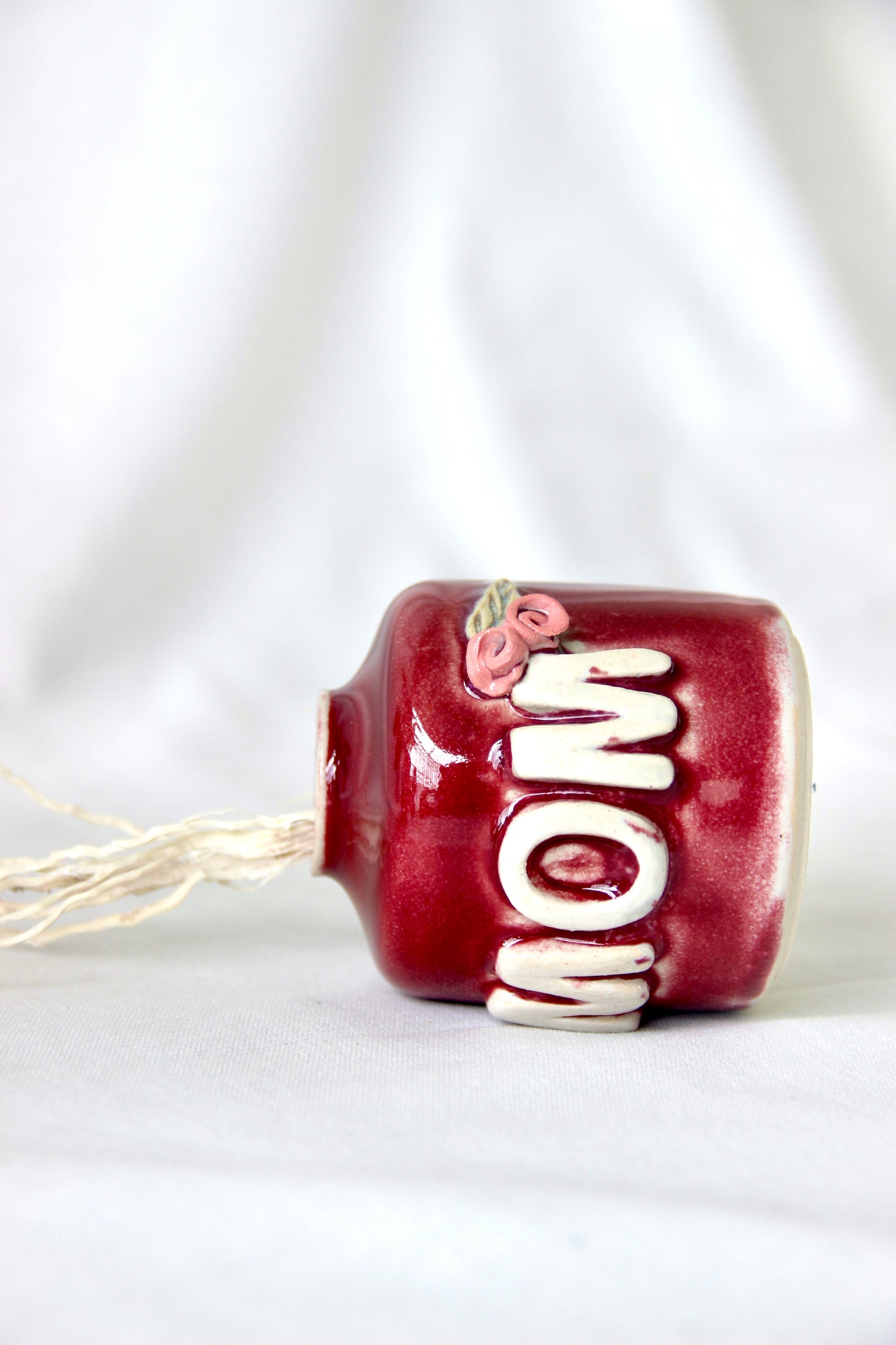 Handmade 'MOM' Red Mini Vase / Desk Pot