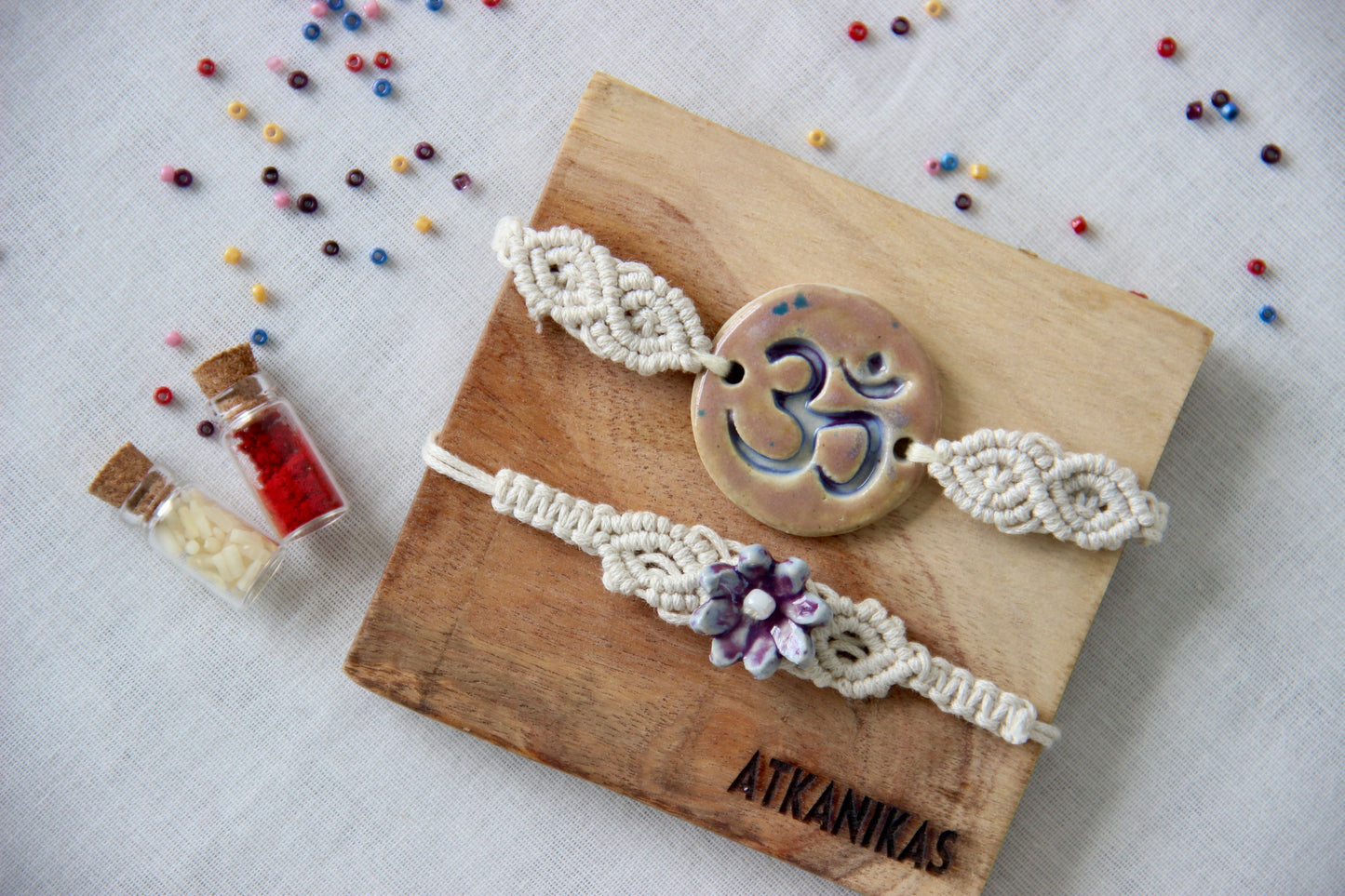 Blessing & Bloom Rakhi Set  | Orchid Pearl