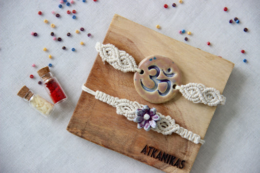 Blessing & Bloom Rakhi Set  | Orchid Pearl