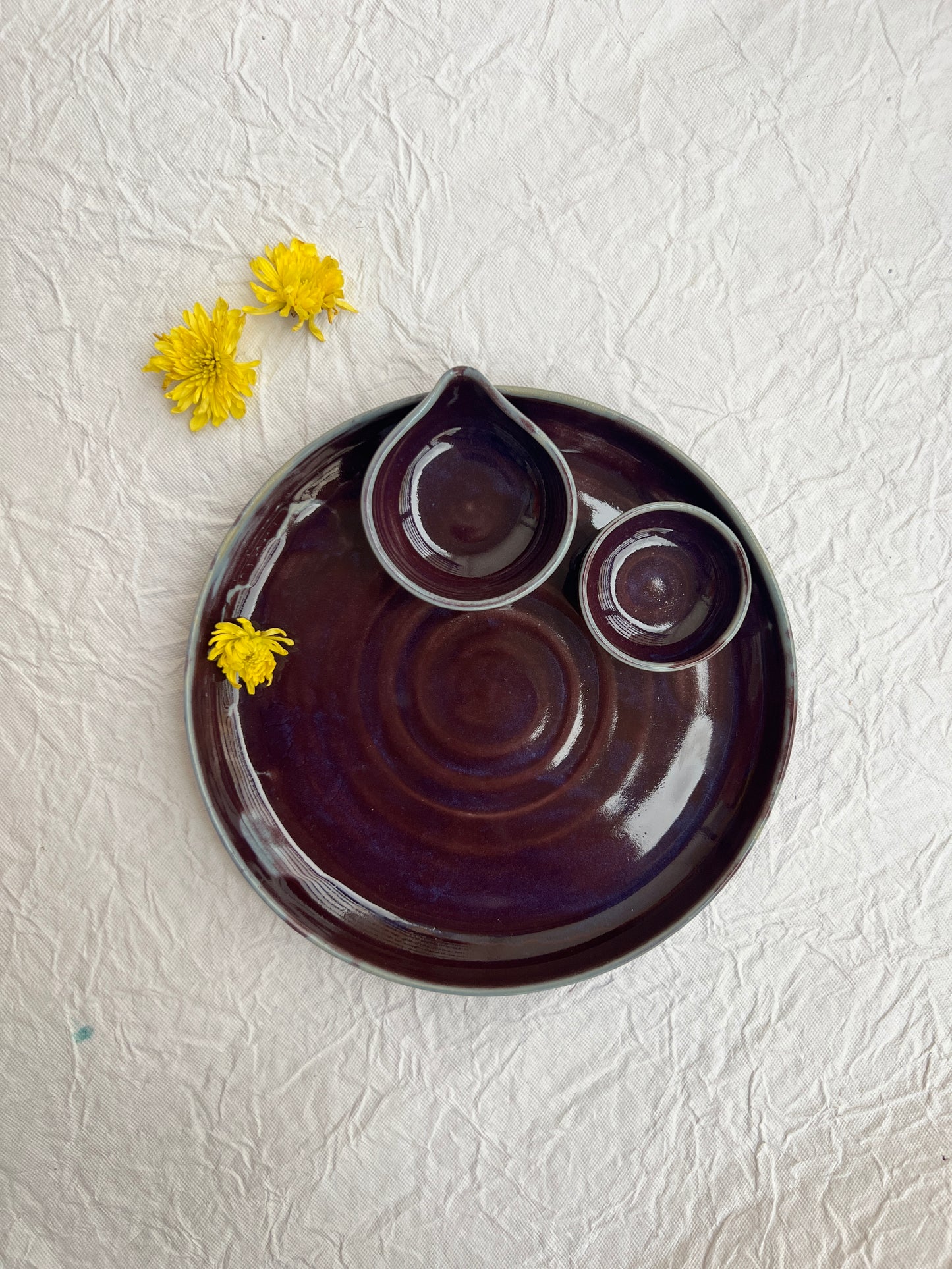 Purple Pooja Ceramic Thali