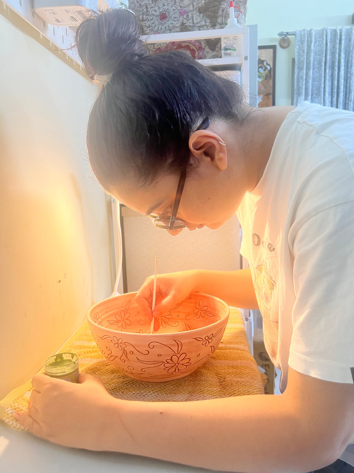 Floral Painted Ceramic Bowl | Large