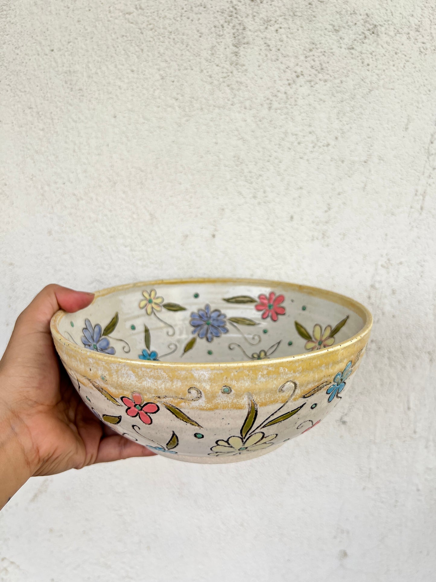 Floral Painted Ceramic Bowl | Large