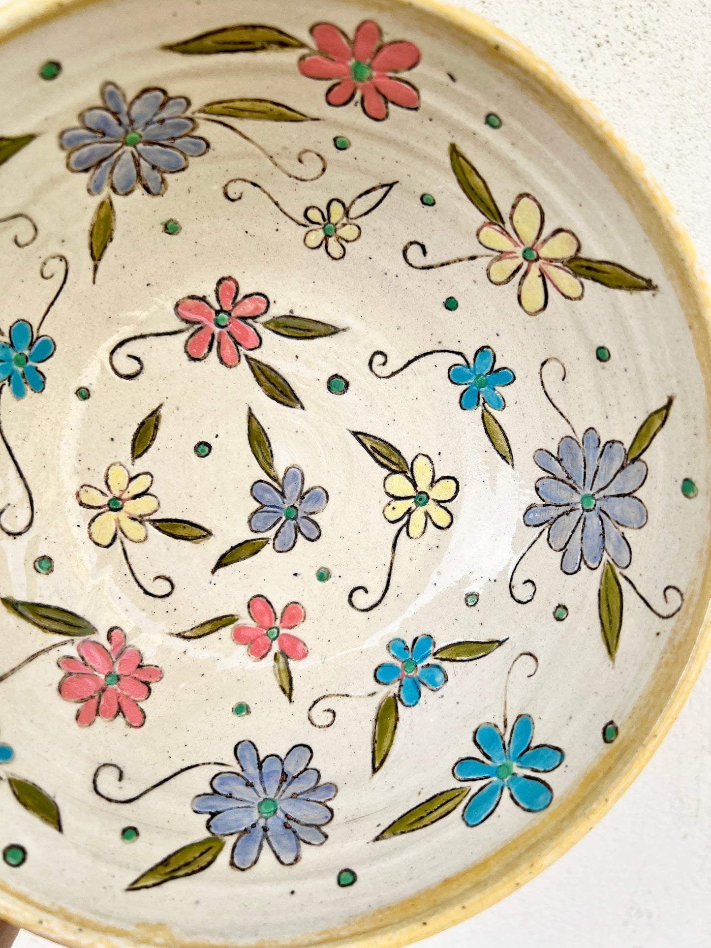Floral Painted Ceramic Bowl | Large