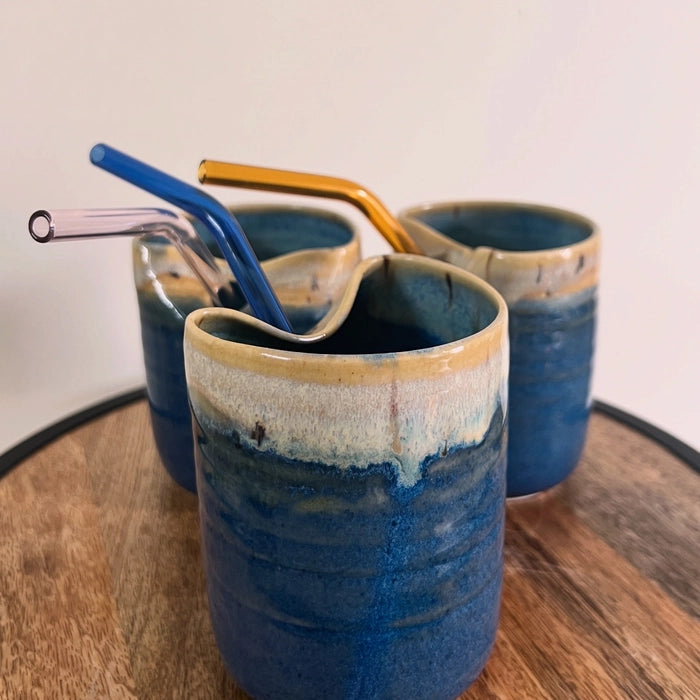 Drippy Tumbler with the Glass straw | Blue